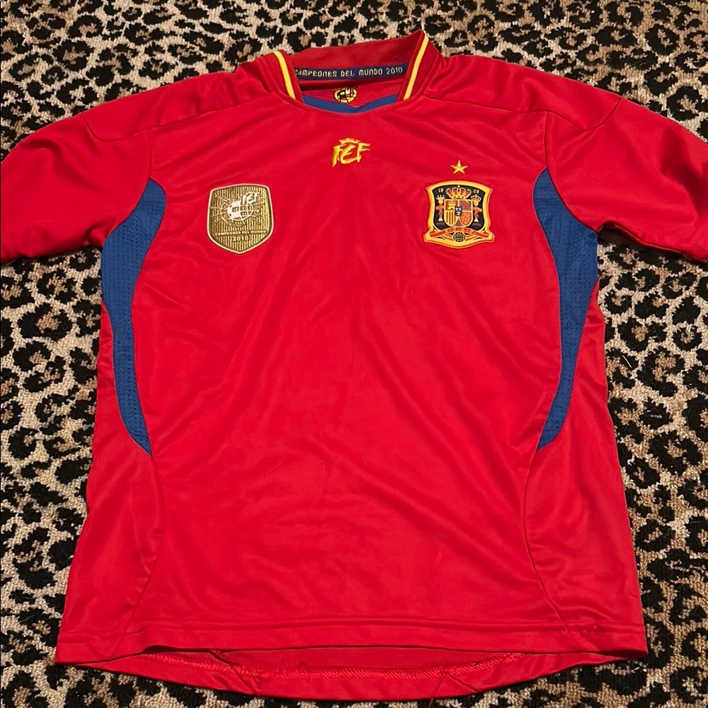 2010 Spain Champion Red Blue Campeones del Mundo Soccer Jersey Kids 12